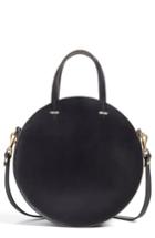 Clare V. Petite Alistair Leather Circular Crossbody Bag - Black