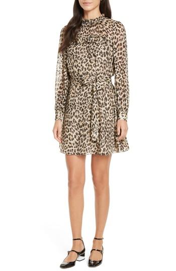 Women's Kate Spade New York Leopard Clip Dot Minidress - Brown