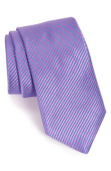 Men's Ted Baker London Stripe Silk Tie, Size - Purple