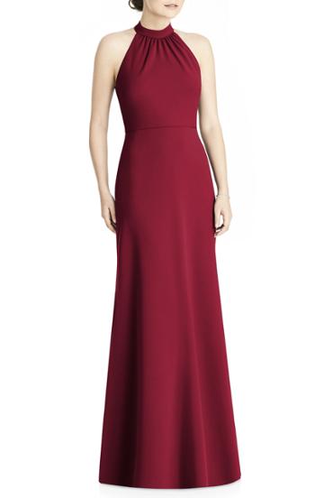 Women's Jy Jenny Yoo Crepe Halter Gown