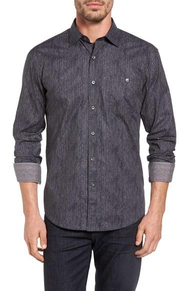Men's Bugtachi Shaped Fit Heathered Print Sport Shirt