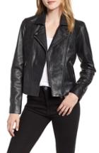 Women's Lucky Brand Leather Moto Jacket - Black