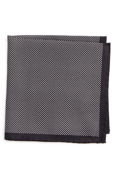 Men's Eton Dot Silk Pocket Square, Size - Black