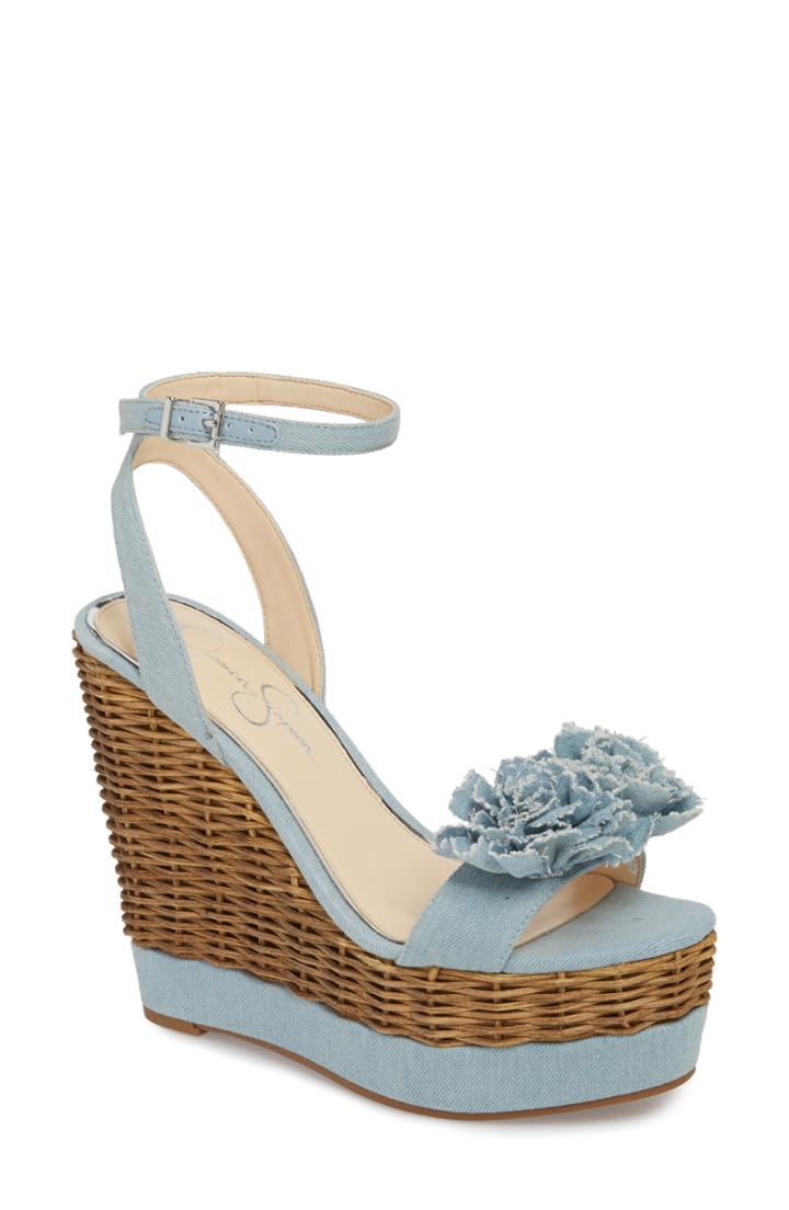 Women's Jessica Simpson Pressa Platform Wedge Sandal M - Blue