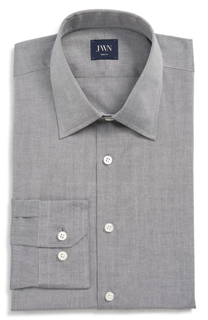 Men's John W. Nordstrom Trim Fit Solid Dress Shirt .5 - 33 - Grey