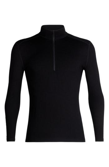 Men's Icebreaker 260 Tech Merino Wool Half Zip Base Layer Top - Black