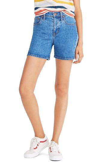 Women's Madewell High Waist Pieced Denim Shorts - Blue