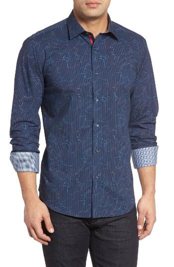 Men's Bugatchi Classic Fit Crackle Stripe Sport Shirt
