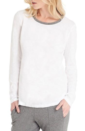Women's Michael Stars Long Sleeve Ringer Tee, Size - White