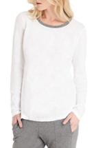 Women's Michael Stars Long Sleeve Ringer Tee, Size - White
