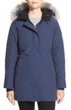 Women's Canada Goose Victoria Down Parka With Genuine Coyote Fur Trim (2-4) - Blue
