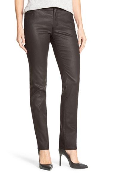Women's Lafayette 148 New York Waxed Denim Slim Leg Jeans - Black