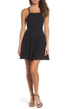 Women's Lulus Good Deeds Lace-up Skater Dress