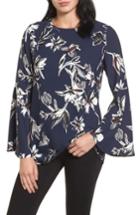 Women's Halogen Bow Back Print Flare Sleeve Tunic