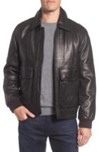 Men's Andrew Marc Lambskin Leather Aviator Jacket, Size - Black