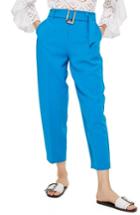 Women's Topshop Clara Peg Belted Trousers Us (fits Like 0) - Blue