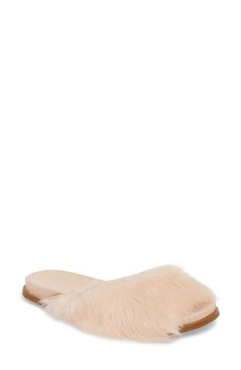 Women's 1.state Onora Genuine Rabbit Fur Slide Sandal M - Pink