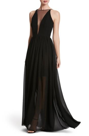 Women's Dress The Population Patricia Illusion Gown - Black