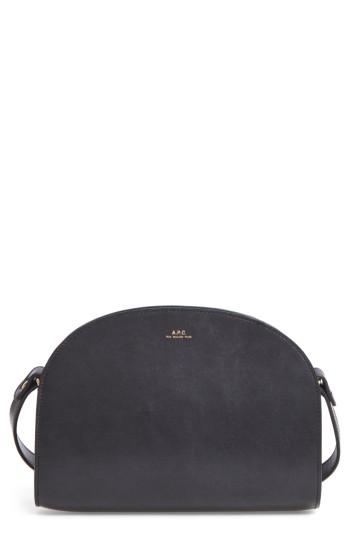 A.p.c. Half Moon Calfskin Leather Crossbody Bag - Black