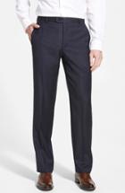 Men's Hickey Freeman 'b Series' Flat Front Wool Trousers R - Blue
