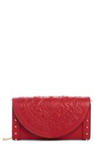 Women's Balmain Renaissance Leather Wallet On A Chain - Red