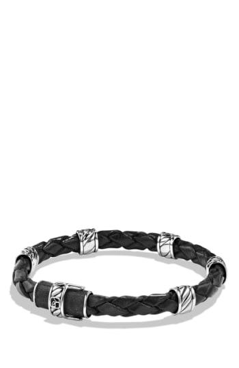 Men's David Yurman 'cable Classics' Leather Station Bracelet In Brown