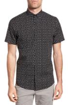 Men's Calibrate Trim Fit Dot Print Sport Shirt, Size - Black