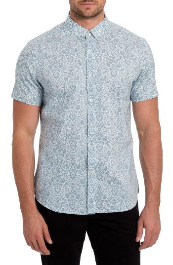 Men's 7 Diamonds 'noble Heart' Trim Fit Print Woven Shirt - Green