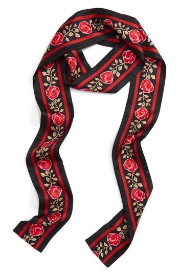Women's Kate Spade New York Blurry Rose Skinny Silk Scarf, Size - Black