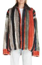 Women's Y/project Oversized Multicolor Faux Fur Jacket - Orange