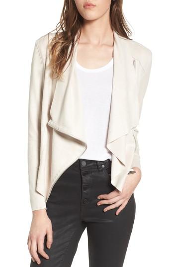 Women's Blanknyc Drape Front Faux Suede Jacket - Beige
