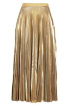 Women's Dries Van Noten Pleated Metallic Skirt Us / 38 Fr - Metallic