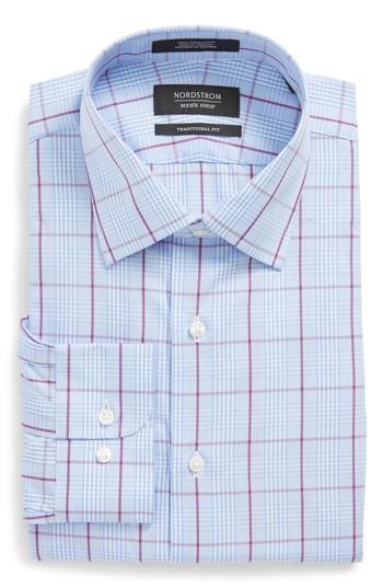 Men's Nordstrom Men's Shop Traditional Fit Plaid Dress Shirt 32/33 - Purple