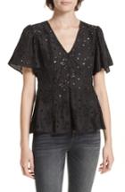 Women's Rebecca Taylor Sarah Silk Eyelet Top - Black