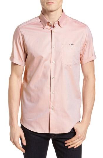 Men's Ted Baker London Wallo Trim Fit Short Sleeve Sport Shirt (3xl) - Pink