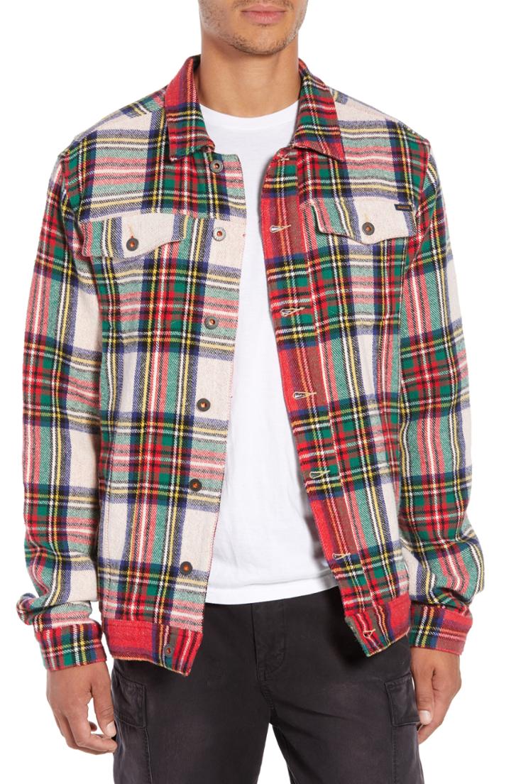 Men's Scotch & Soda Tartan Plaid Trucker Jacket - Red