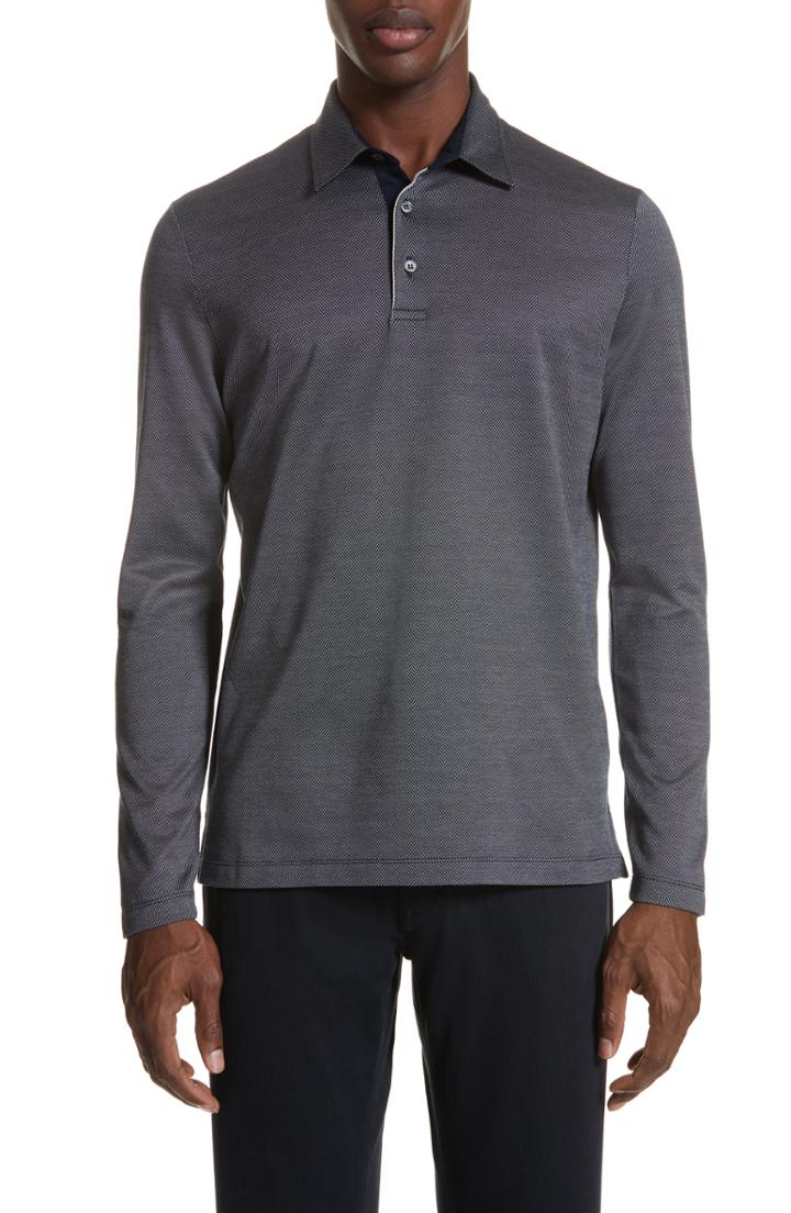 Men's Canali Cotton Polo Shirt Us / 50 Eu R - Blue