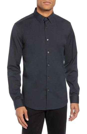 Men's Theory 'sylvain' Trim Fit Long Sleeve Sport Shirt - Grey