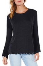 Women's Michael Stars Scallop Trim Jersey T-shirt, Size - Black