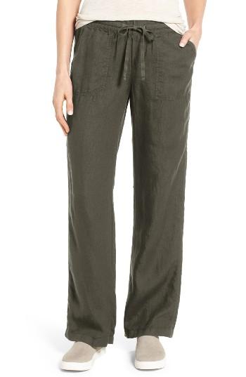 Women's Caslon Drawstring Linen Pants - Green