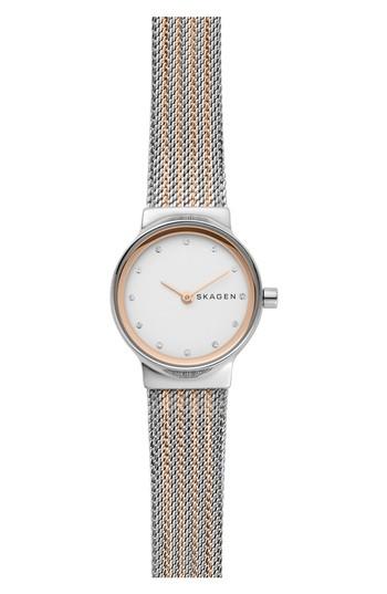 Men's Skagen Freja Crystal Accent Mesh Strap Watch, 26mm