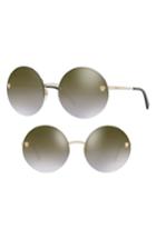 Women's Versace Medusa Logo 59mm Large Round Sunglasses - Brown/ Gold Gradient Mirror