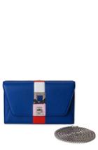 Akris Anouk Super Stripe Leather & Genuine Snakeskin Shoulder Bag - Blue