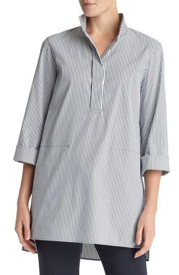 Women's Lafayette 148 New York Desirae Freeport Stripe Shirting Blouse, Size - Blue