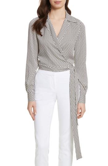 Women's Diane Von Furstenberg Stretch Silk Wrap Blouse - White