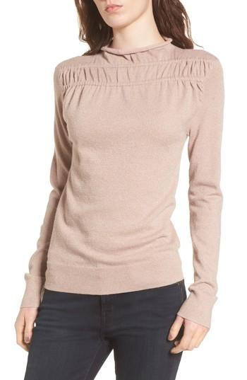 Women's Hinge Gathered Sweater, Size - Pink