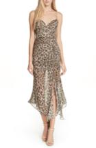 Women's Nicholas Leopard Print Silk Midi Dress - Brown