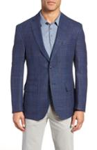 Men's Jkt New York Roger Plaid Wool & Linen Sport Coat R - Blue