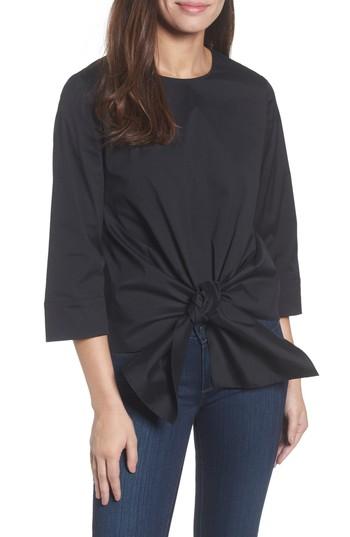 Women's Halogen Tie Front Blouse - Black