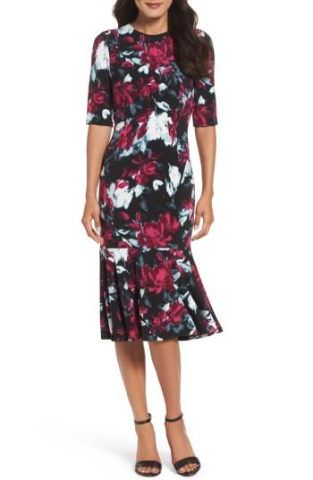Women's Maggy London Print Midi Dress - Black